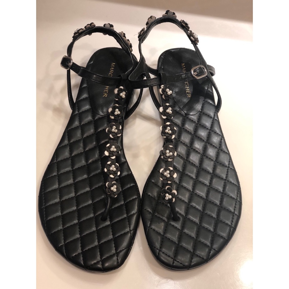 Marc Fischer Black Floral Sandals